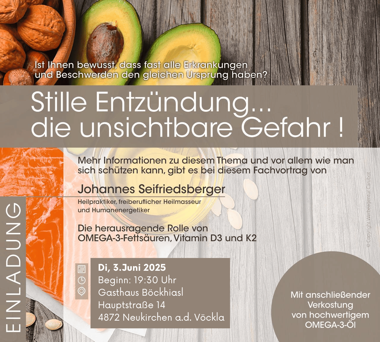 Vortrag stille Entzündungen Omega 3 Öl Wirkung Vortrag stille Entzündungen Omega 3 Öl Wirkung